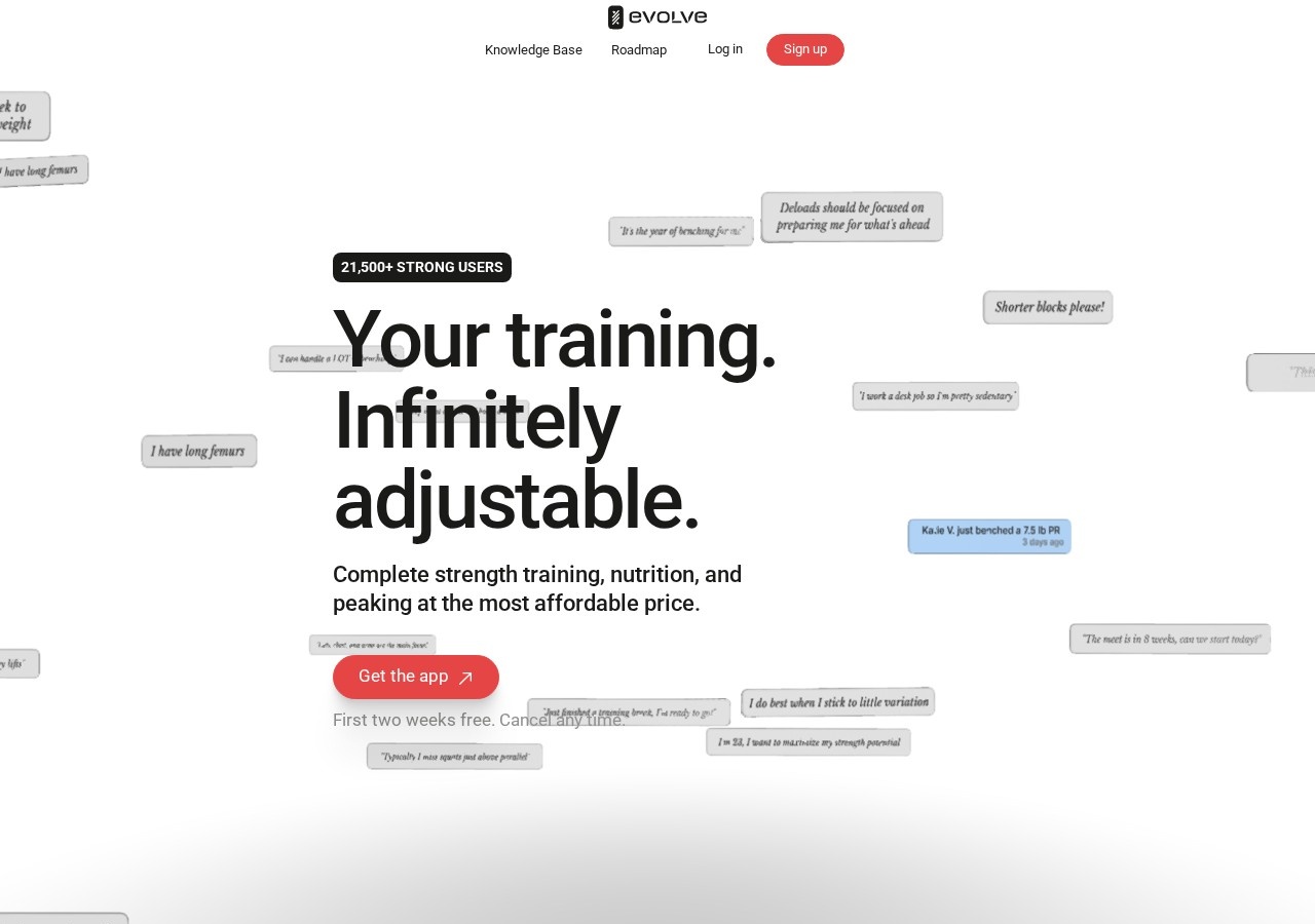 Evolve Training App — public website snapshot
